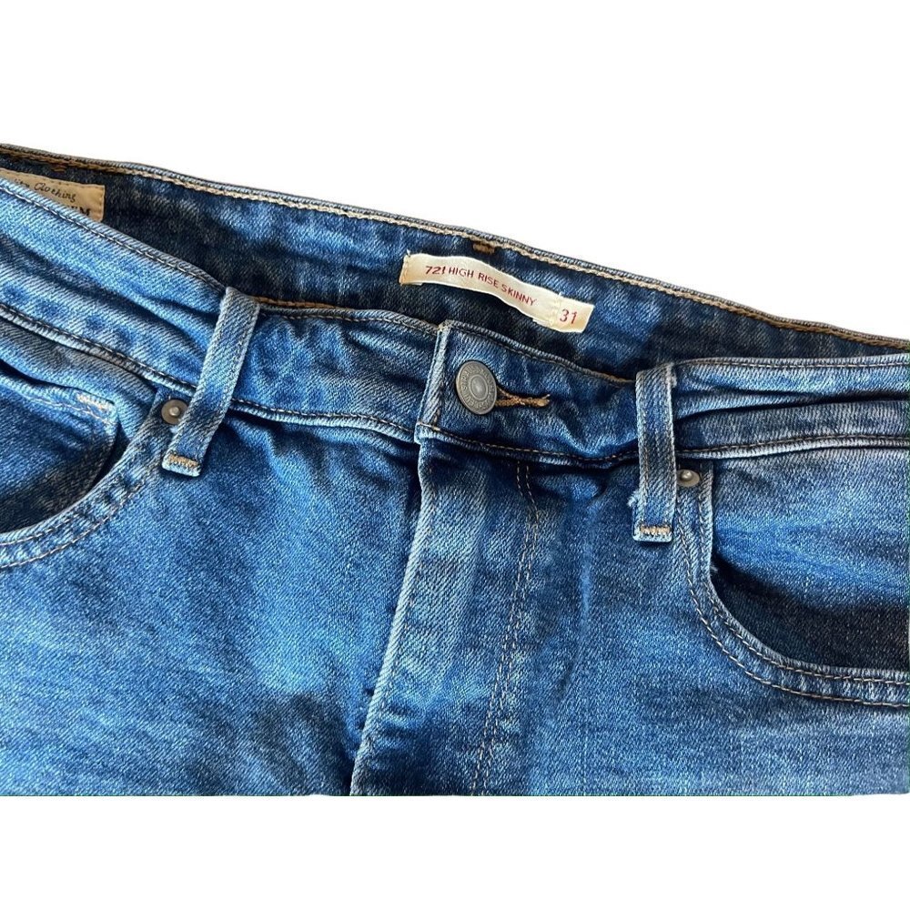 LEVI'S Premium Denim 721 High Rise Skinny Distressed Busted Knee Jean - Picture 4 of 12